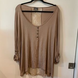 DOTS - plus size lace paneled top - 3X